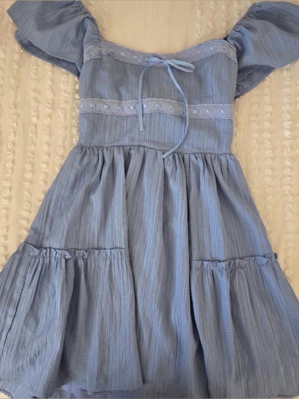 Altar'd State Light Blue Off-Shoulder Smocked Casual Dress